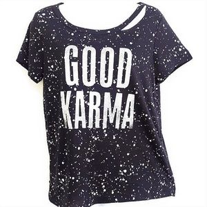 Graphic Tee Good Karma Black Splattered Paint Short Sleeve M